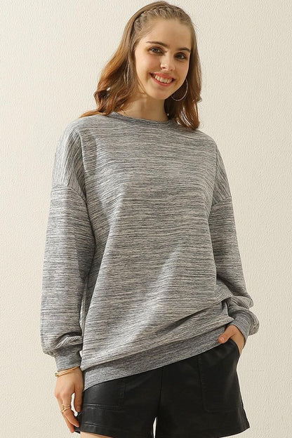 Lucia Relaxed Fit Sweatshirt | Heathered Crewneck Sweatshirt