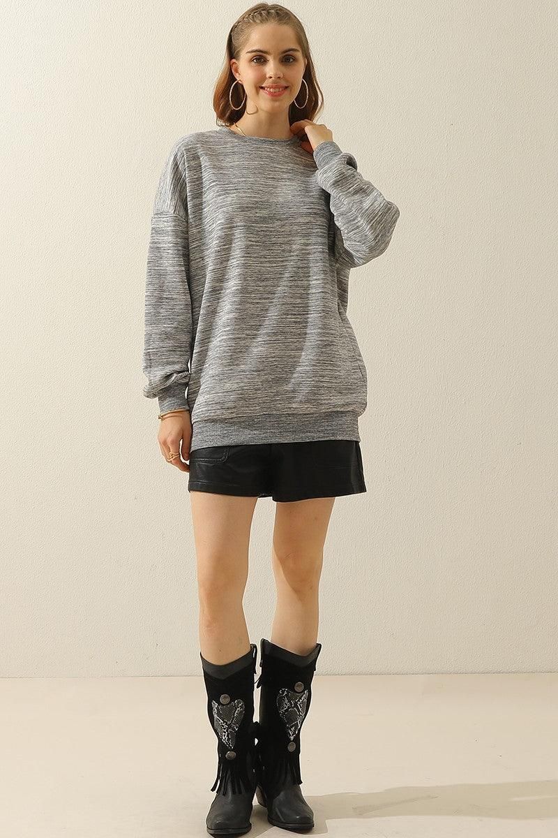 Lucia Relaxed Fit Sweatshirt | Heathered Crewneck Sweatshirt