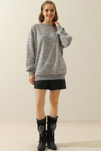 Lucia Relaxed Fit Sweatshirt | Heathered Crewneck Sweatshirt