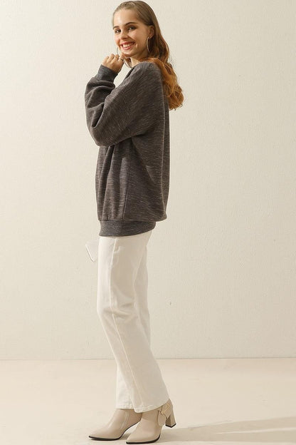 Lucia Relaxed Fit Sweatshirt | Heathered Crewneck Sweatshirt