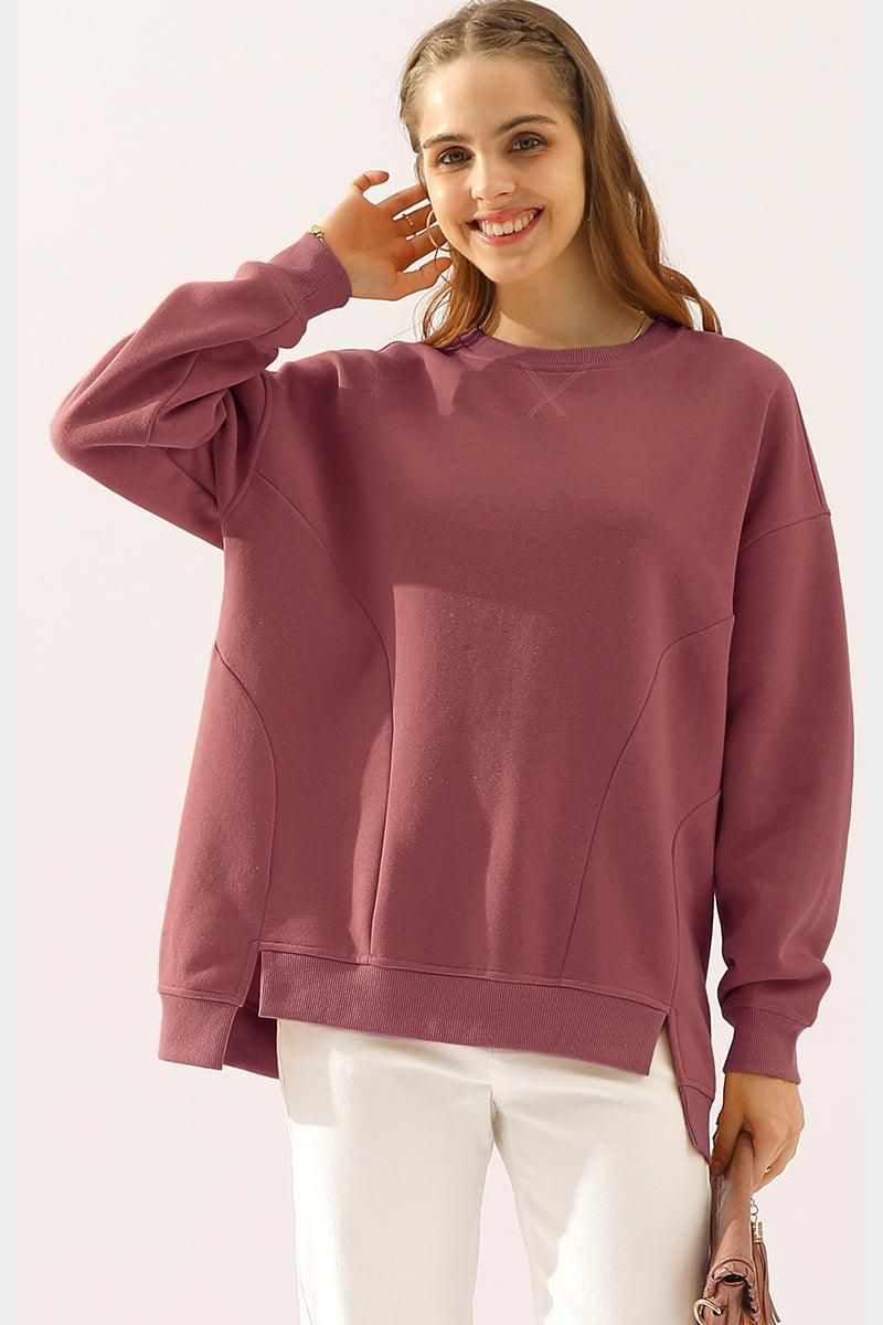 Anna Oversized Sweatshirt | Crewneck, Side Slit Sweatshirt