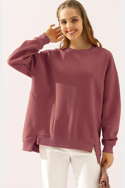 Anna Oversized Sweatshirt | Crewneck, Side Slit Sweatshirt