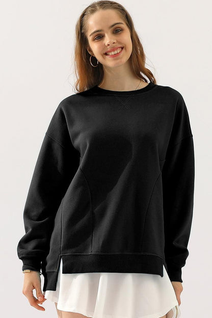 Anna Oversized Sweatshirt | Crewneck, Side Slit Sweatshirt