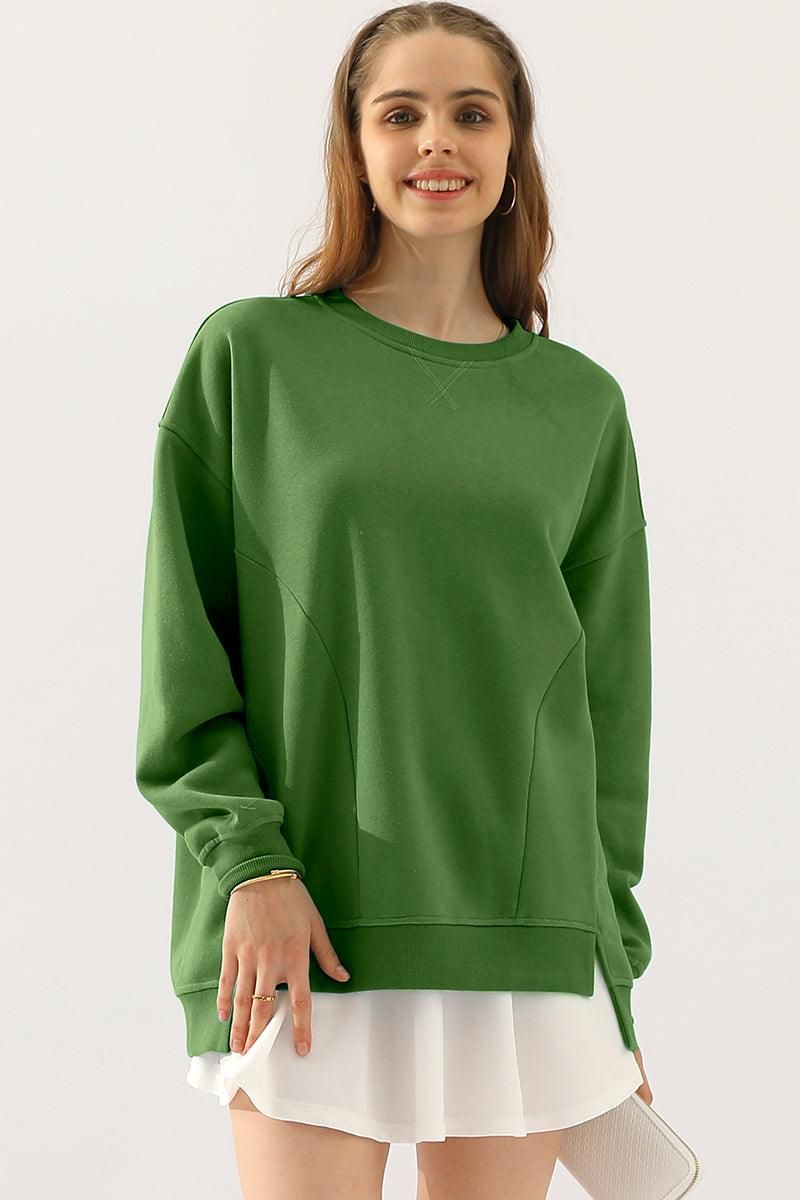 Anna Oversized Sweatshirt | Crewneck, Side Slit Sweatshirt