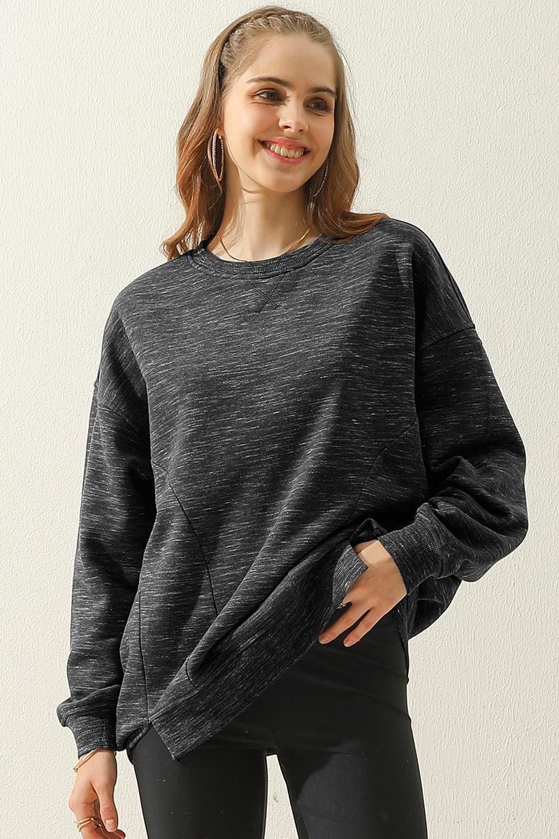 Anna Oversized Sweatshirt | Crewneck, Side Slit Sweatshirt