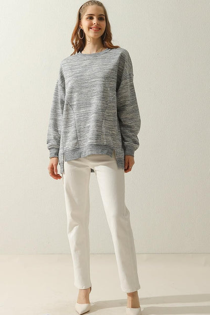 Anna Oversized Sweatshirt | Crewneck, Side Slit Sweatshirt