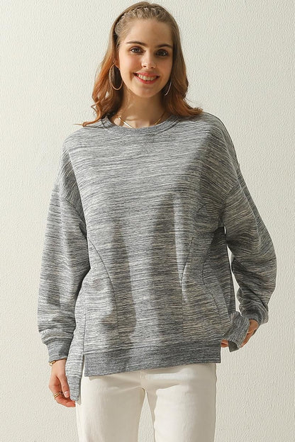 Anna Oversized Sweatshirt | Crewneck, Side Slit Sweatshirt