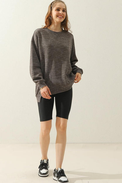 Anna Oversized Sweatshirt | Crewneck, Side Slit Sweatshirt