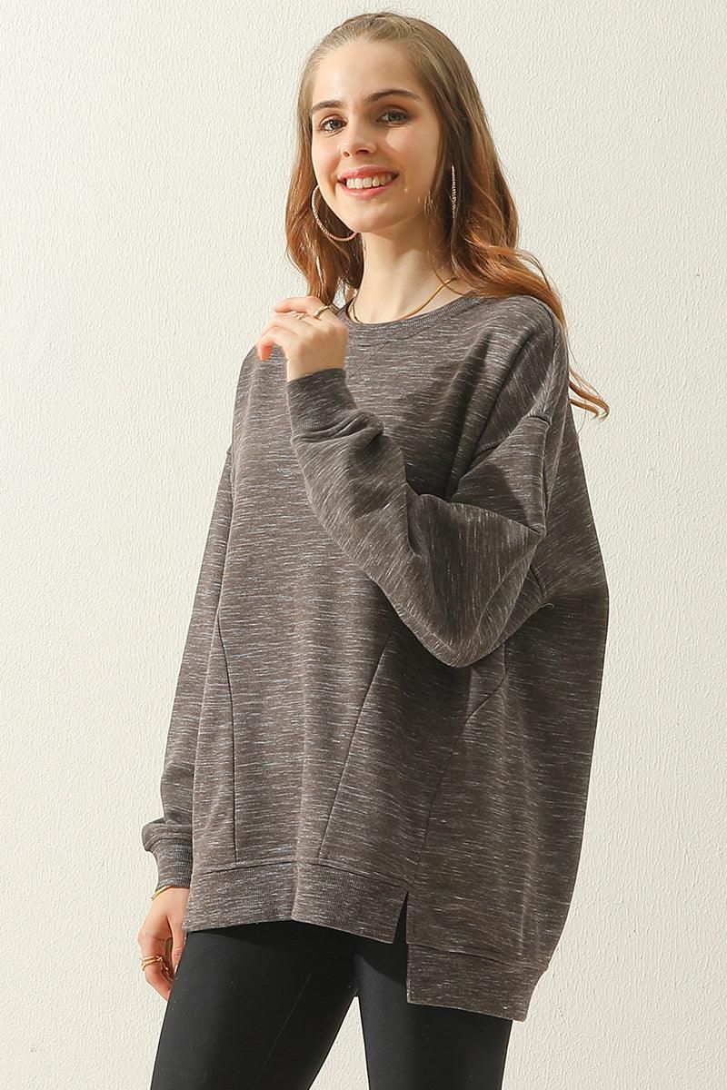Anna Oversized Sweatshirt | Crewneck, Side Slit Sweatshirt