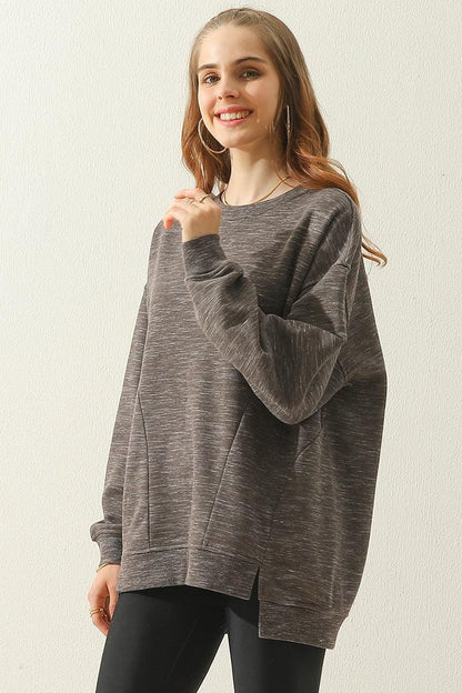 Anna Oversized Sweatshirt | Crewneck, Side Slit Sweatshirt