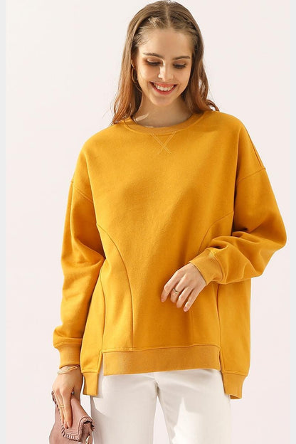 Anna Oversized Sweatshirt | Crewneck, Side Slit Sweatshirt