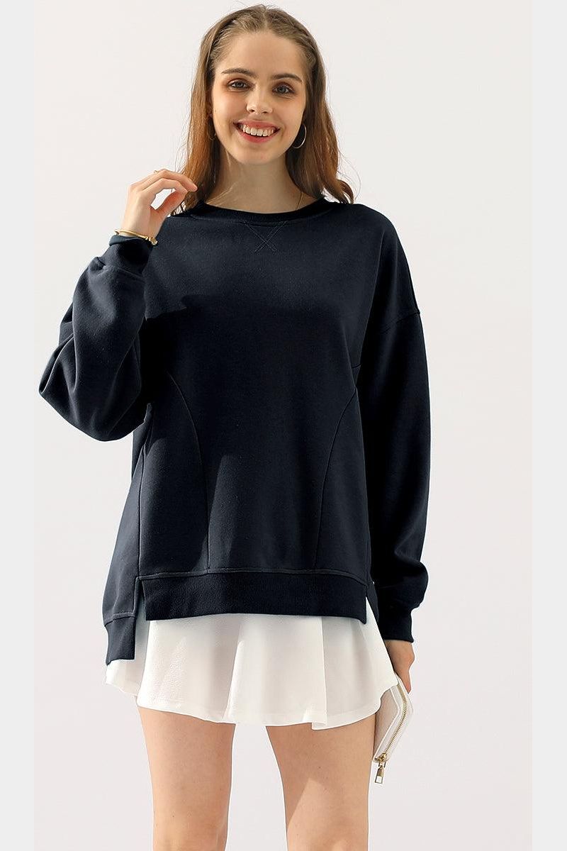 Anna Oversized Sweatshirt | Crewneck, Side Slit Sweatshirt