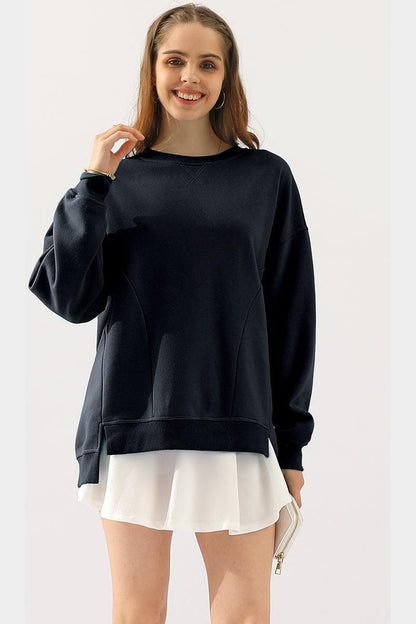 Anna Oversized Sweatshirt | Crewneck, Side Slit Sweatshirt