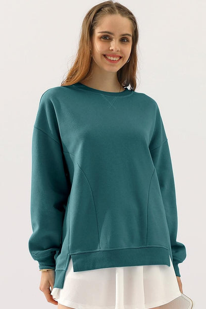 Anna Oversized Sweatshirt | Crewneck, Side Slit Sweatshirt