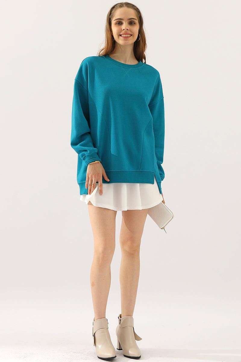 Anna Oversized Sweatshirt | Crewneck, Side Slit Sweatshirt