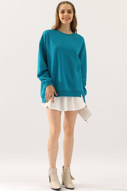 Anna Oversized Sweatshirt | Crewneck, Side Slit Sweatshirt