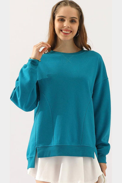 Anna Oversized Sweatshirt | Crewneck, Side Slit Sweatshirt