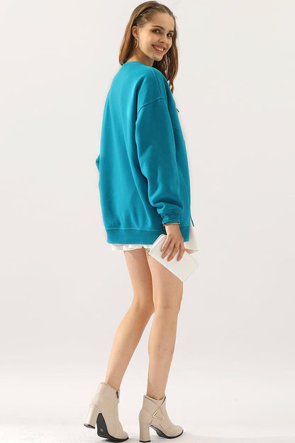 Anna Oversized Sweatshirt | Crewneck, Side Slit Sweatshirt