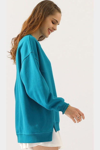 Anna Oversized Sweatshirt | Crewneck, Side Slit Sweatshirt