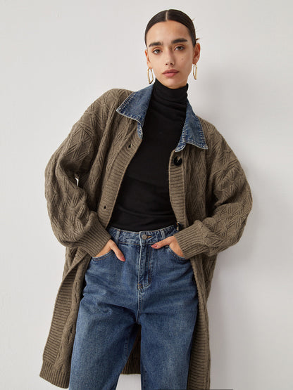 Elsie Longline Cardigan | Diamond Stitch Longline Cardigan