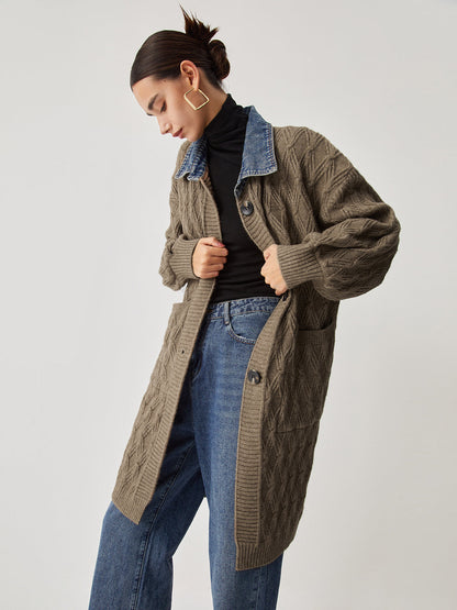 Elsie Longline Cardigan | Diamond Stitch Longline Cardigan