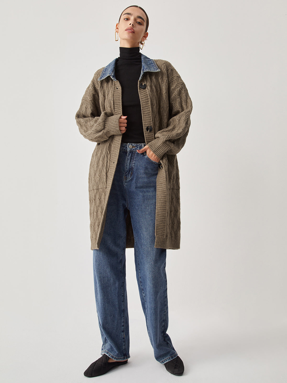 Elsie Longline Cardigan | Diamond Stitch Longline Cardigan