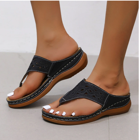 Women's Sandals - Comfortable Toe Sandals - Sole - Elegant Carved Design