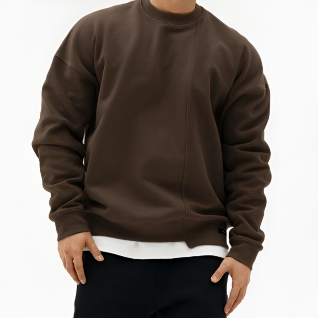 Lucas Fleece Oversized Sweatshirt | Crewneck Split Hem Sweatshirt