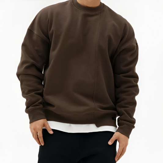Lucas Fleece Oversized Sweatshirt | Crewneck Split Hem Sweatshirt