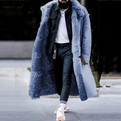 Men's Long Coat – Oversized Fit – Hood – Wool Blend – Fur Lined – Toggle Details