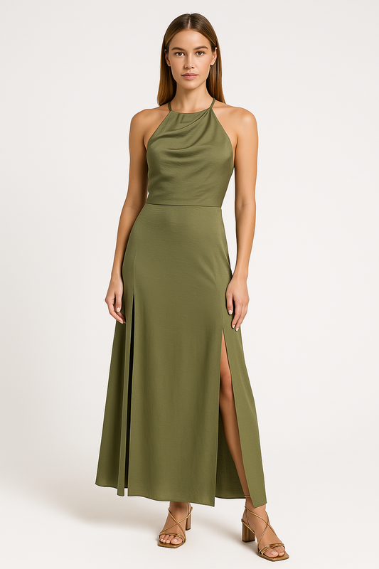 Dress for Women – Halterneck – Open Back – Figure-Hugging Fit – Silky Maxi