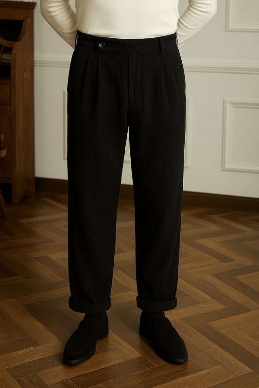 Men's Trousers – High Waist – Straight Fit – Crease – Cuffs – Corduroy