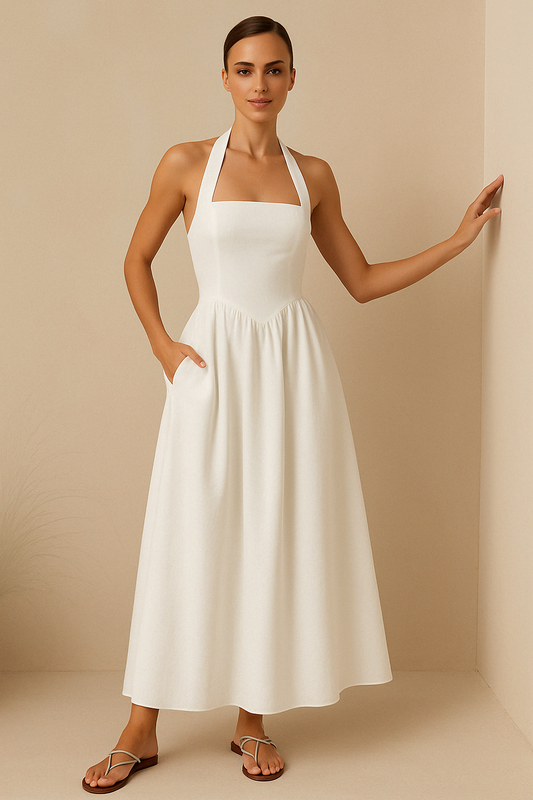 Dress for Women – Maxi Dress – A-line Cut – Halterneck – Light and Airy Fabric