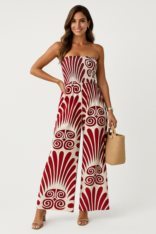 Damebuksedress – Off Shoulder – Smocket Liv – Vide Ben – Lett og Luftig Stoff