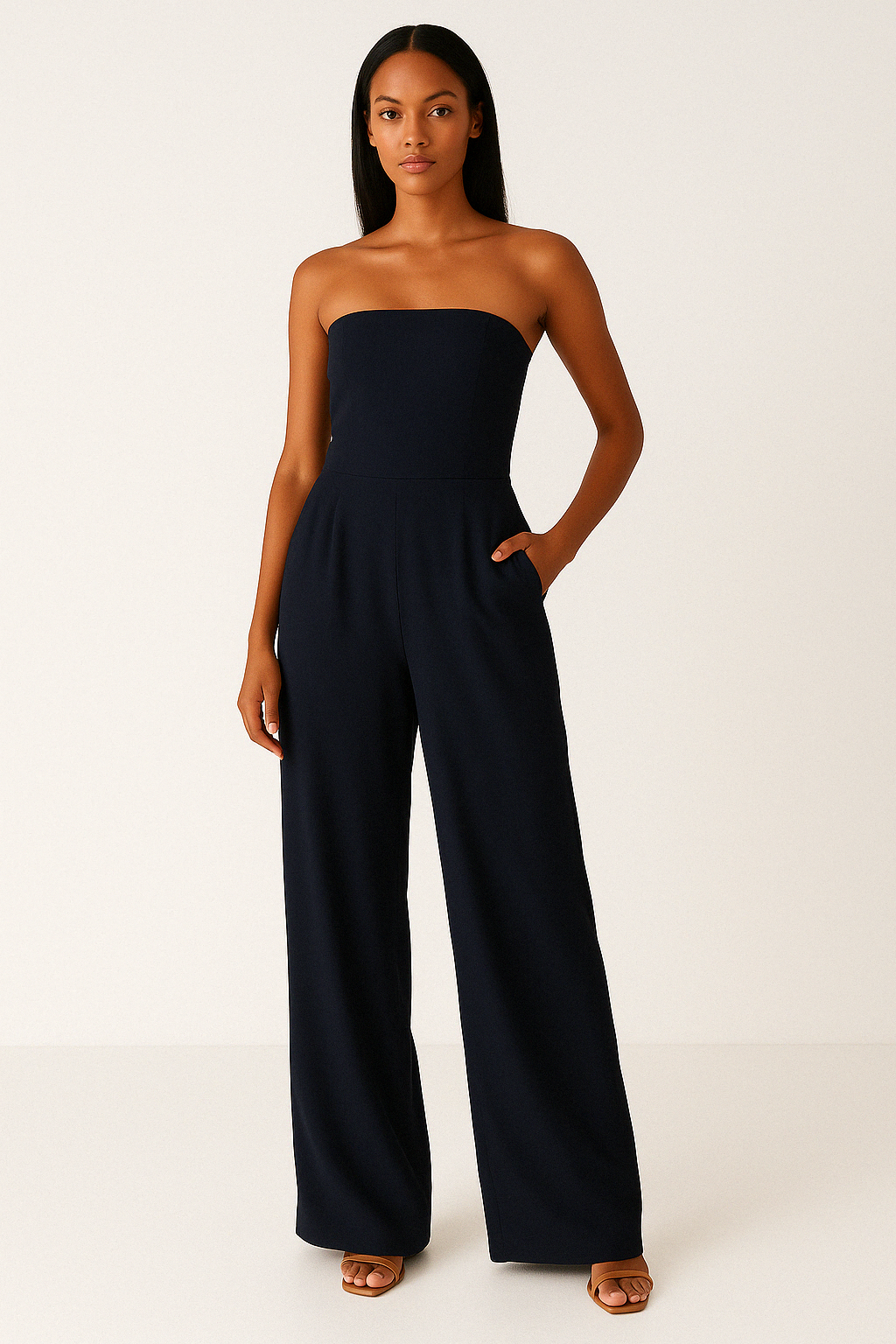 Women's Pantsuit – Strapless – Wide Legs – Elegant Fit – Formal Use