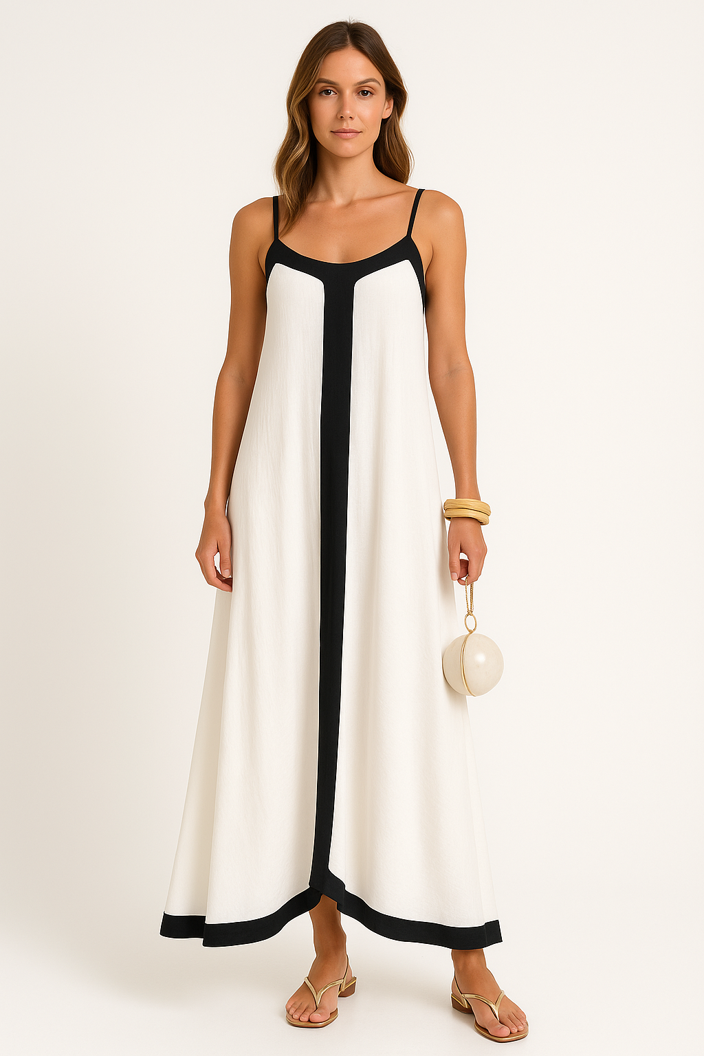 Dress for Women – Maxi Length – Loose Fit – Thin Straps – Light and Airy Fabric