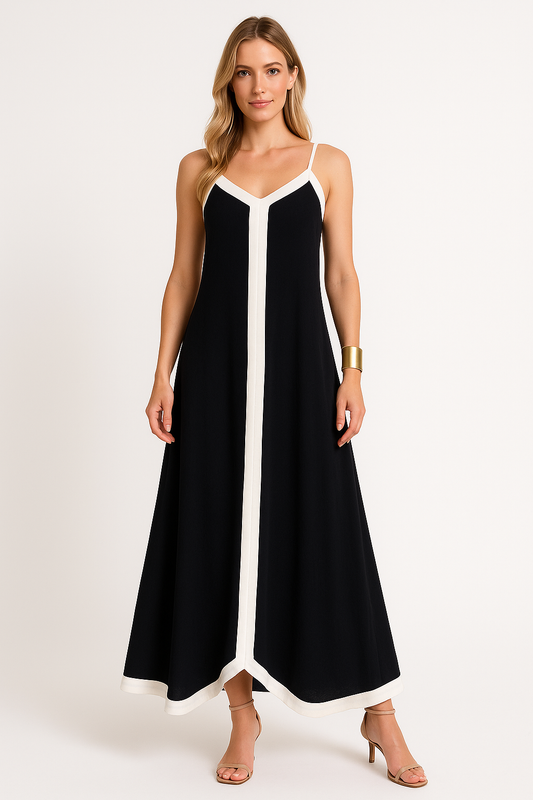 Dress for Women – Maxi Length – Loose Fit – Thin Straps – Light and Airy Fabric