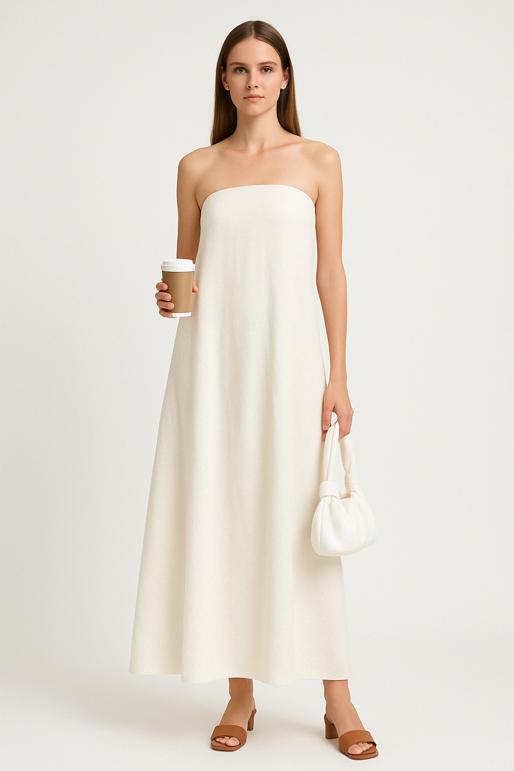 Women's Maxi Dress – Strapless – Cotton Linen Blend – Relaxed Fit – Backless