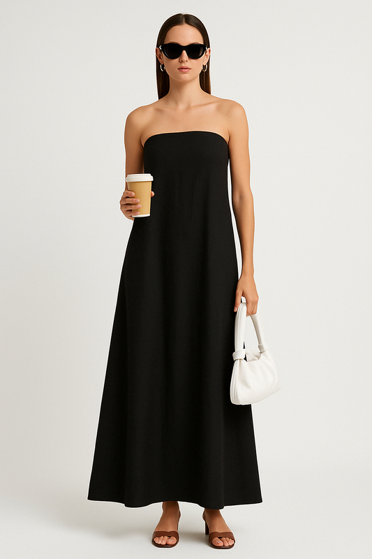 Women's Maxi Dress – Strapless – Cotton Linen Blend – Relaxed Fit – Backless