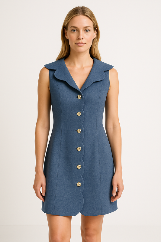 Dress for Women – Denim Material – Tailored Fit – Sleeveless with Buttons