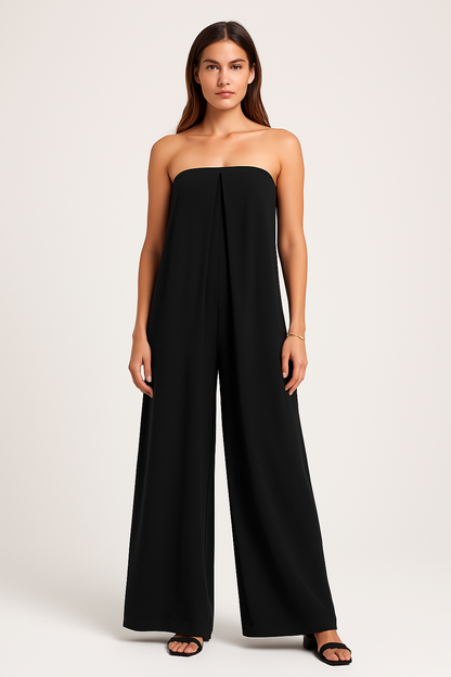 Dame Jumpsuit – Stroppeløs – Vid Passform – Bred Bein – Lett og Pustende Stoff