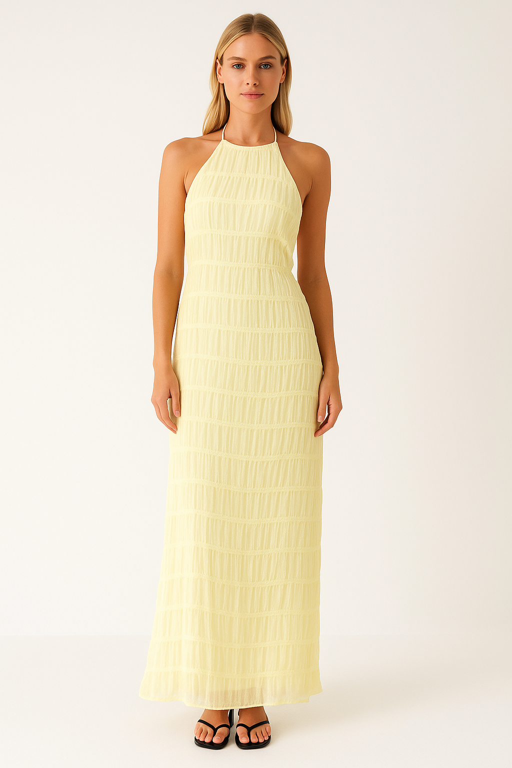 Dress for Women – Maxi Length – Halterneck – Ruched Bodice – Lace – Relaxed Fit