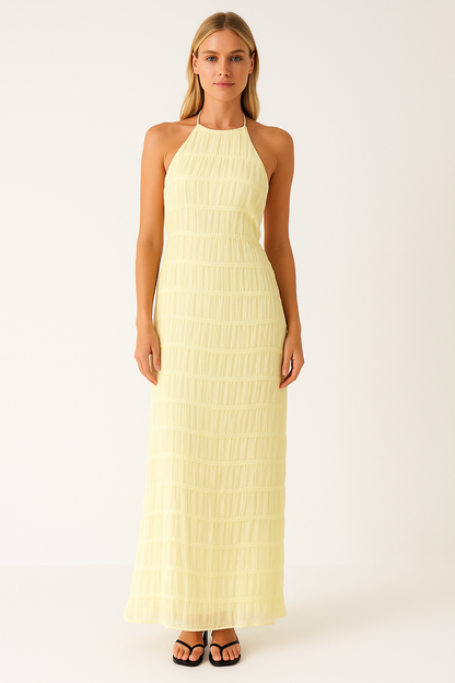 Dress for Women – Maxi Length – Halterneck – Ruched Bodice – Lace – Relaxed Fit