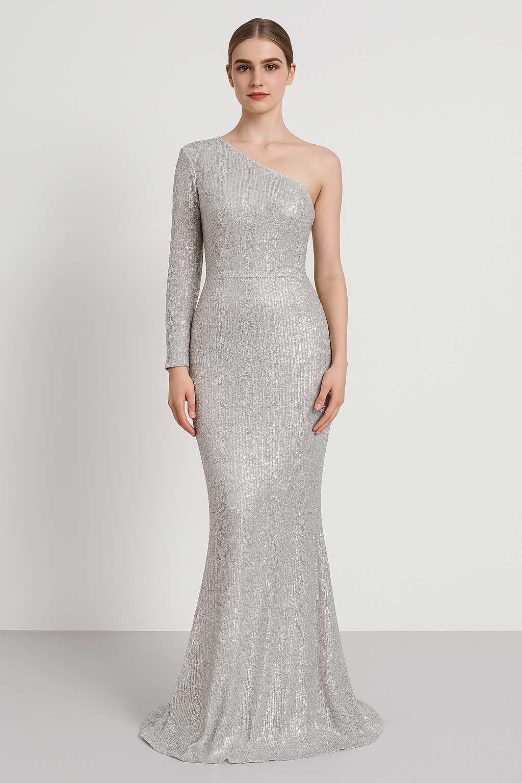 Dress for Women – Evening Gown – Slim Fit – One-Shoulder – Mermaid Cut – Sequin Details