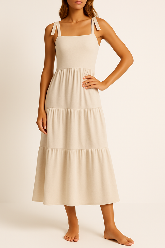 Dress for Women – A-line Fit – Cotton – Sleeveless – Adjustable Straps – Midi Length