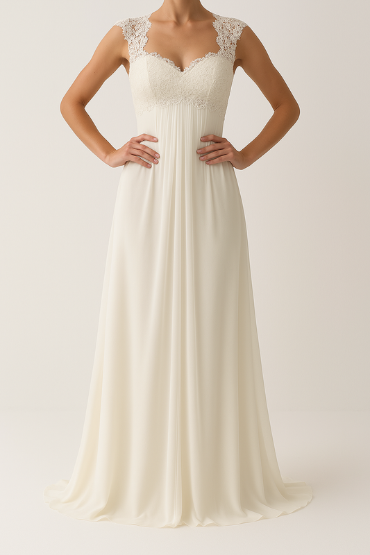 Dress for Women – Lace Top – Empire Waist – Floor-Length Silhouette – Formal Style