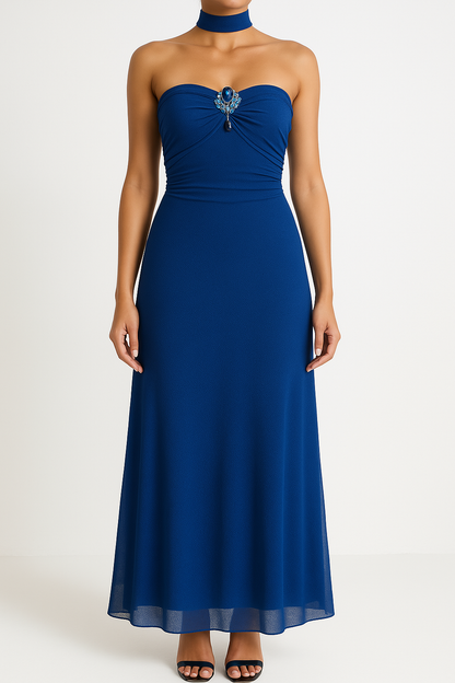 Dress for Women – Strapless Evening Dress – Slim Fit – Mesh – Floor-Length – Elegant Party Dress