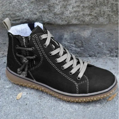 Dame Høye Sneakers - Skinn - Varmefôret - Slitesterk Såle - Snøring