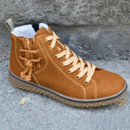 Dame Høye Sneakers - Skinn - Varmefôret - Slitesterk Såle - Snøring