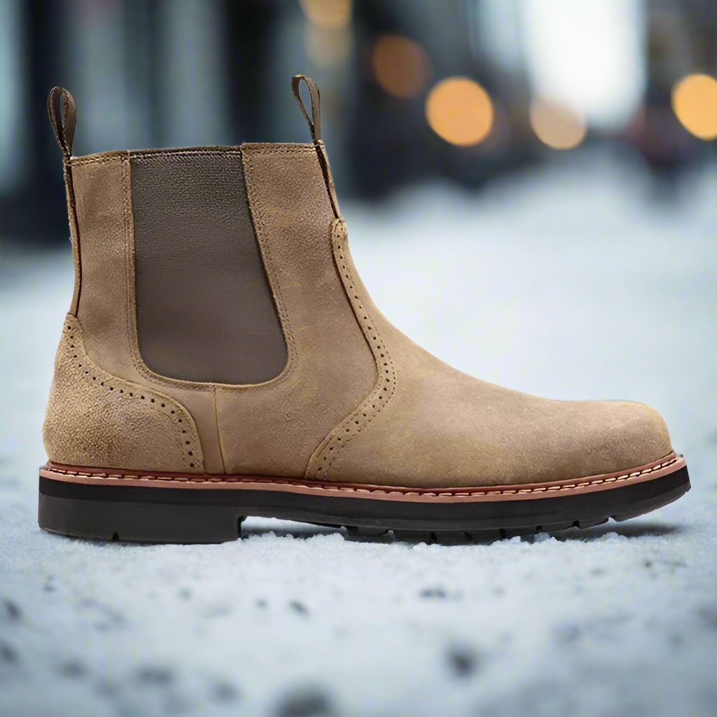 Herrestøvler Chelsea – Semsket Skinn – Elastiske Paneler – Komfortabel Slip-on